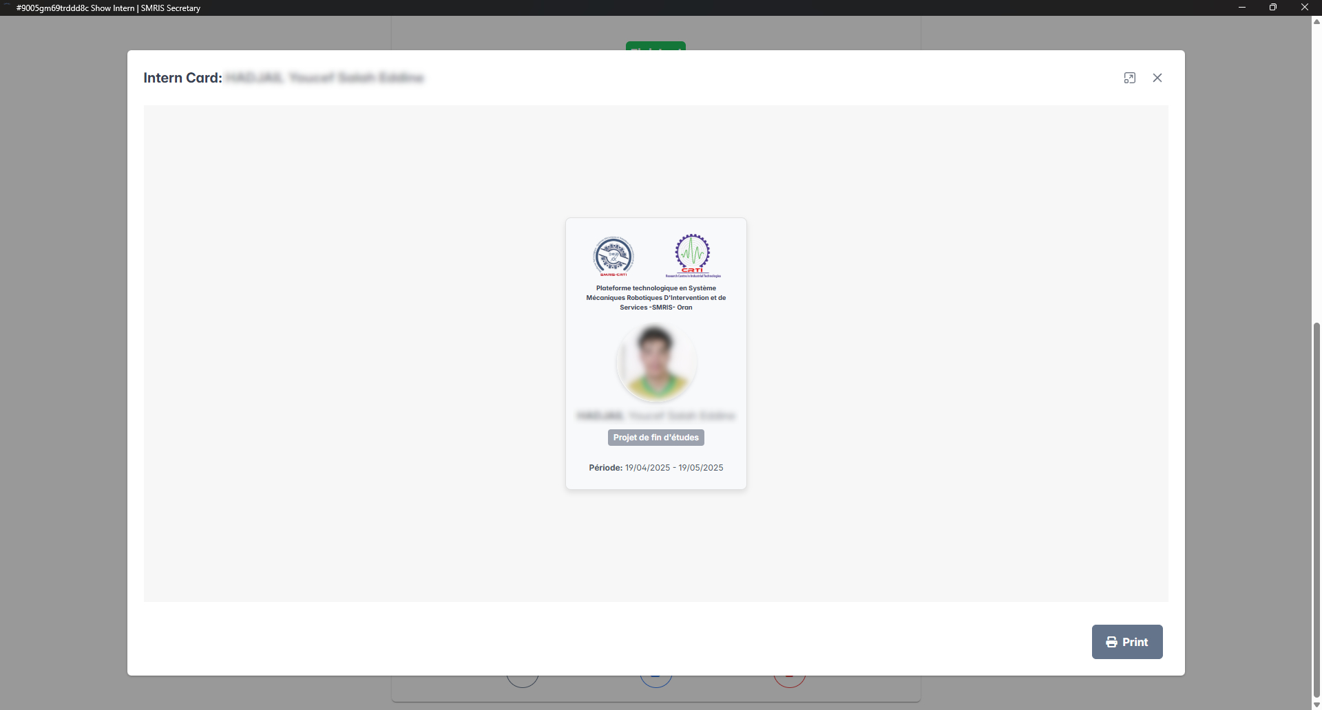 Screenshot of SMRIS Secretary 6